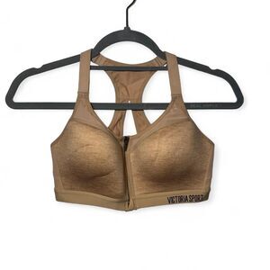Womens Victorias Secret Sport Front Zipper Bra 34C Neutral Sporty Athleisure